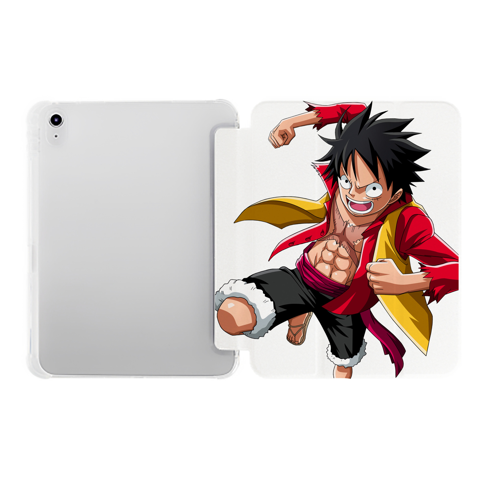 （画像用） ワンピース モンキー・D・ルフィ ONE PIECE Monkey D. Luffy IPad ケース ペン収納付き 三つ折りスタンド PUレザー×シリコン 対応機種9.5/10.5/10.9インチ